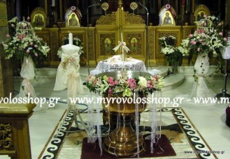 VINTAGE ΔΙΑΚΟΣΜΗΣΗ ΒΑΠΤΙΣΗΣ ΣΤΗΝ ΕΚΚΛΗΣΙΑ ΚΟΙΜΗΣΗ ΘΕΟΤΟΚΟΥ - ΠΑΝΑΓΙΤΣΑ ΧΑΙΔΑΡΙΟΥ, ΜΕ ΣΤΟΛΙΣΜΟ ΤΗΣ ΚΟΛΥΜΠΗΘΡΑΣ ΓΙΡΛΑΝΤΑ ΑΠΟ ΦΡΕΣΚΑ ΛΟΥΛΟΥΔΙΑ ΟΡΤΑΝΣΙΕΣ, ΟΡΧΙΔΕΕΣ ΚΑΙ ......... ΜΑΖΙ ΜΕ ΔΙΑΚΟΣΜΗΤΙΚΑ ΔΑΝΤΕΛΕΣ ΚΑΙ ΚΟΡΔΕΛΕΣ ΣΕ ΧΡΩΜΑΤΙΣΜΟΥΣ ΙΒΟΥΑΡ, ΣΩΜΟΝ ΡΟΖ