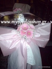 ΔΙΑΚΟΣΜΗΣΗ ΒΑΠΤΙΣΗΣ ΓΙΑ ΚΟΡΙΤΣΙ ΣΕ ΡΟΜΑΝΤΙΚΟ ΥΦΟΣ, ΣΤΟΝ ΙΕΡΟ ΝΑΟ ΤΟΥ ΑΓΙΟΥ ΔΗΜΗΤΡΙΟΥ ΣΤΑ ΜΥΚΟΝΙΑΤΙΚΑ ΤΩΝ ΑΓΙΩΝ ΑΝΑΡΓΥΡΩΝ, ΜΕ ΣΤΟΛΙΣΜΟ ΤΗΣ ΚΟΛΥΜΠΗΘΡΑΣ ΑΠΟ ΦΡΕΣΚΑ ΛΟΥΛΟΥΔΙΑ ΜΙΝΙΟΝ ΖΕΡΜΠΕΡΕΣ ΣΕ ΜΠΟΥΚΕΤΑΚΙΑ ΚΑΙ ΔΙΑΚΟΣΜΗΤΙΚΟΥΣ ΜΕΓΑΛΟΥΣ ΦΙΟΓΚΟΥΣ ΑΠΟ ΚΟΥΦΕΤΙ ΡΟΖ ΣΑΤΕΝ ΥΦΑΣΜΑ ΣΕ ΧΡΩΜΑΤΙΣΜΟΥΣ ΡΟΖ ΚΟΥΦΕΤΙ,