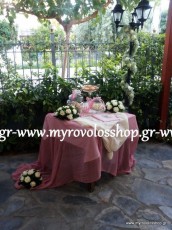 Τραπέζι Βιβλίου Ευχών με Κεράσματα και Γλυκά - Candy Bar, μαζί με την παρουσίαση των μπομπονιέρων, οργάνωση και διακόσμηση βάπτισης ΜΥΡΟΒΟΛΟΣ, Δεξίωση βάπτισης στο μεζεδοπωλείο ΚΑΙ ΜΕΤΑ στο Ίλιον