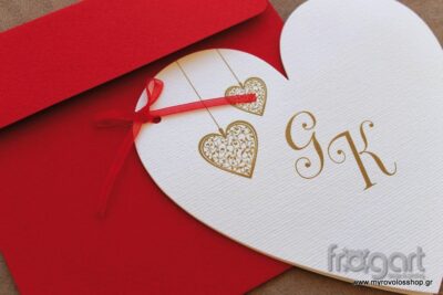 Προσκλητήριο Γάμου Κόκκινο - Καρδιά W912