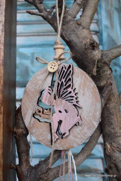 Μπομπονιέρα Βάπτισης Διακοσμητικό ξύλινο με Νεράιδα bell-37