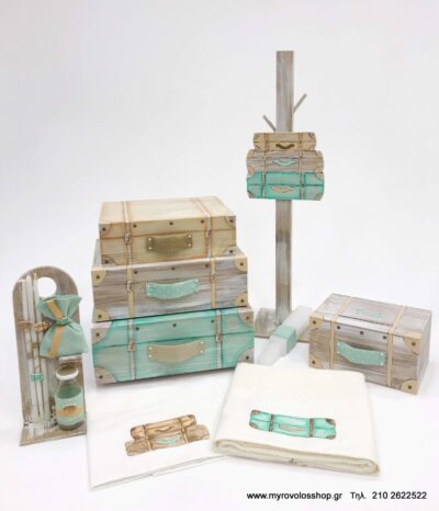 Set Βάπτισης Αγοριού θέμα Travel suitcases SET-A438