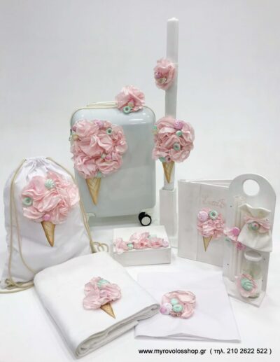 Set Βάπτισης Κοριτσιού θέμα FLOWER ICECREAM SET-K287