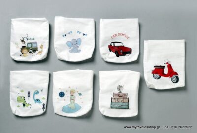 Μπομπονιέρα Βάπτισης Πουγκί με ψηφιακή εκτύπωση bell-166