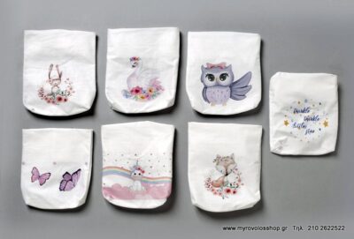 Μπομπονιέρα Βάπτισης Πουγκί με ψηφιακή εκτύπωση bell-167