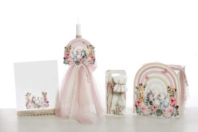 Σετ βάπτισης ΣΚΒ-2402 ζωάκια ουράνιο τόξο