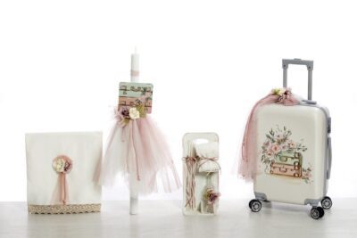 Σετ βάπτισης ΣΚΒ-2410 βαλίτσες λουλούδια